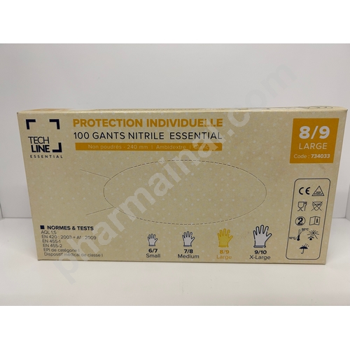 GANTS NITRILE BLANC N.PDR 8/9 	b/100