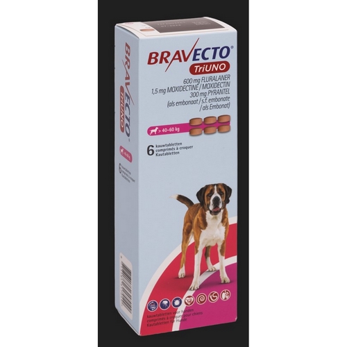 BRAVECTO CHIEN TRIUNO 600 MG   	b/6       cpr